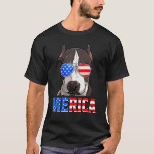 T-shirt Pitbull Drapeau Américain 4 Juillet Merica