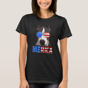 T-shirt Pitbull Drapeau Américain 4 Juillet Merica