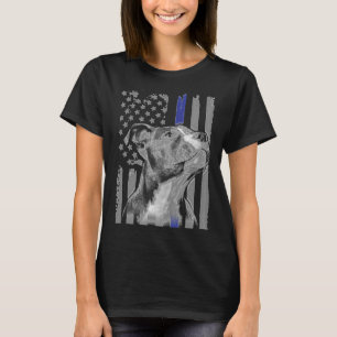 T-shirt Pitbull Drapeau Staffordshire Bull American Bleu m