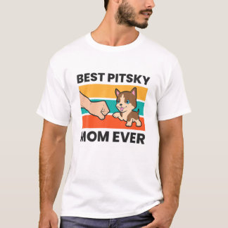 T-shirt Pitbull Husky Dog Mama Meilleur Pitsky Maman Jamai