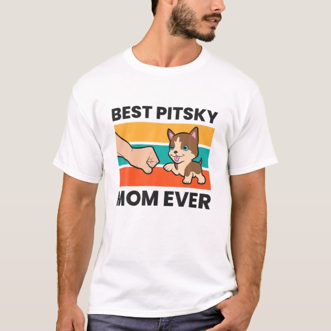 T-shirt Pitbull Husky Dog Mama Meilleur Pitsky Maman Jamai (Devant)