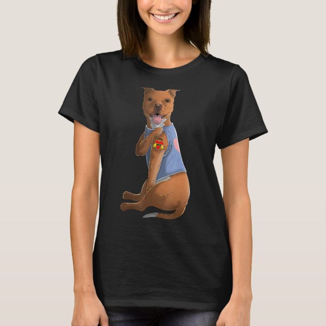 T-shirt Pitbull I Love Mom Tattoo Dog Fête des mères (Devant)