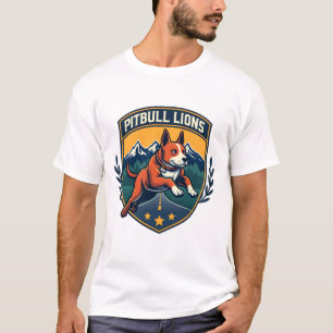 T-shirt Pitbull Lions Mascotte Vintage Badge Sportif Vecte