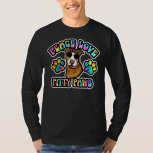 T-shirt Pitbull Lover Peace Love Pitty Paws mignon Tie Dye