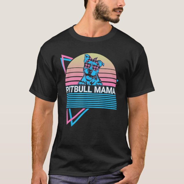 T-shirt Pitbull Mama Pit Bull Retro (Devant)