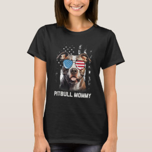 T-shirt Pitbull Maman Lunettes de soleil Drapeau Américain