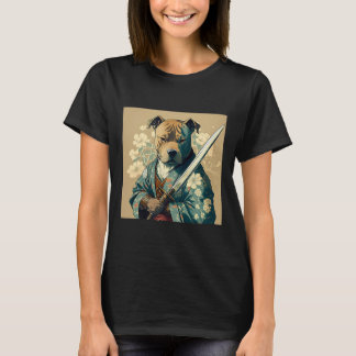 T-shirt Pitbull mignon avec lame katana