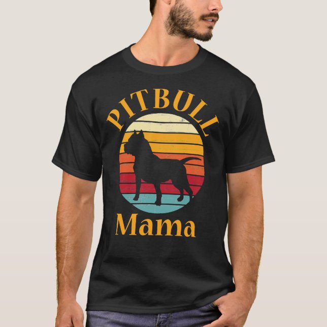 T-shirt Pitbull Mom Pit Bull Mama Pittie Pitty Joli Chien  (Devant)