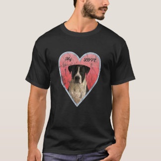 T-shirt Pitbull My Love Design Avec Coeur Et Chien Graphiq