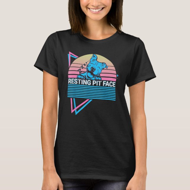 T-shirt Pitbull Pit Bull Retro Resting Pit Face (Devant)