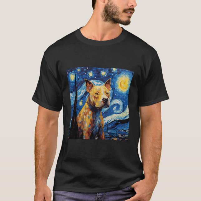 T-shirt Pitbull Starry Nuit pour Chien Maman Chien Papa (Devant)