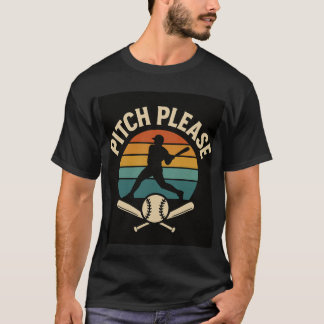 T-shirt Pitch Please Baseball — Coucher de soleil Rétro, S