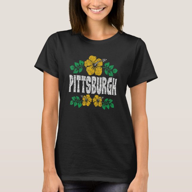 T-shirt Pittsburgh Flowers Distressed Color Print (Devant)