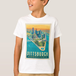 T-shirt Pittsburgh, PA   Vue oeil d'oiseau