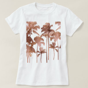 T-shirt Pix Dezines Hawaii, Aloha Palm Trees/Faux Rose Gol