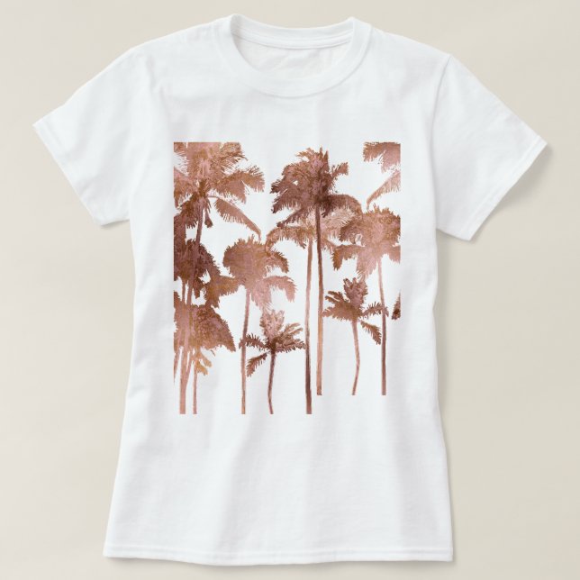 T-shirt Pix Dezines Hawaii, Aloha Palm Trees/Faux Rose Gol (Design devant)