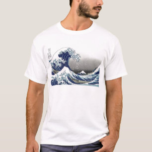 T-shirt PixDezines Vintage, grande vague, Hokusai 葛 飾 北 斎 