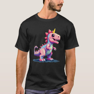 T-shirt Pixel Art 8 bits Vintage Gamer Cute Dinocorn
