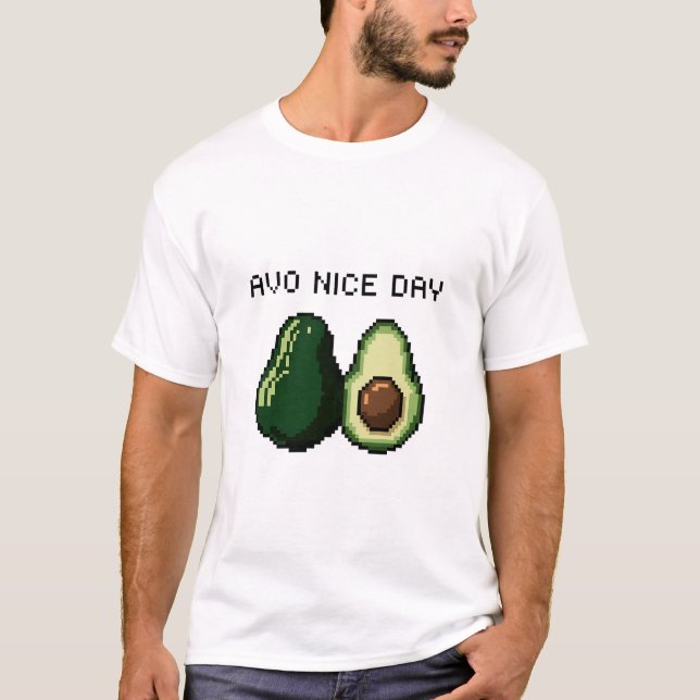 T-shirt Pixel Art Avocado Avo Nice Day Cute Retro Design (Devant)