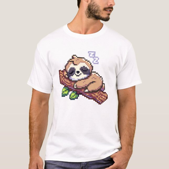 T-shirt Pixel art Cute paresse design (Devant)