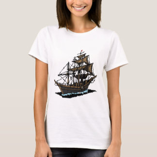 T-shirt Pixel Art Sailing Ship on Water