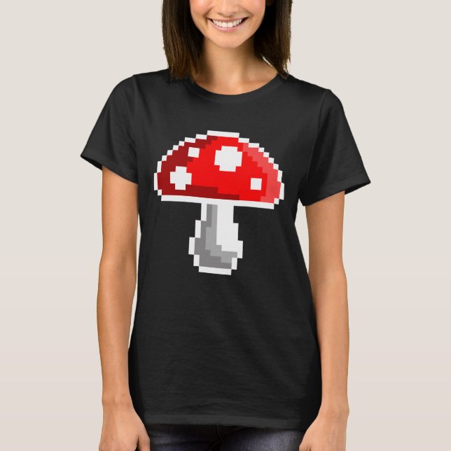 T-shirt Pixel Champignons (foncé) (Devant)