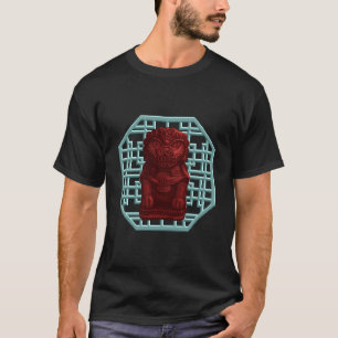 T-shirt Pixel de chien lion rouge