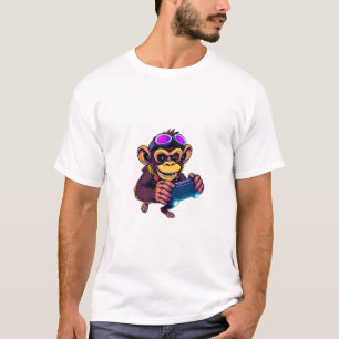 T-shirt Pixel Gamer Monkey Fun