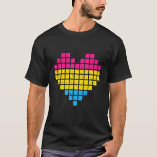 T-shirt Pixel Heart Pansexual LGBT Q Gaymer Retro Pride Ga