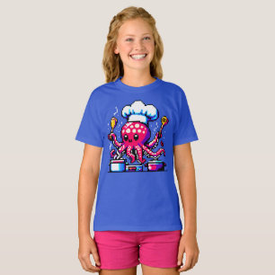 T-shirt Pixel Octopus Chef Drôle Cuisine & Fruits de mer D