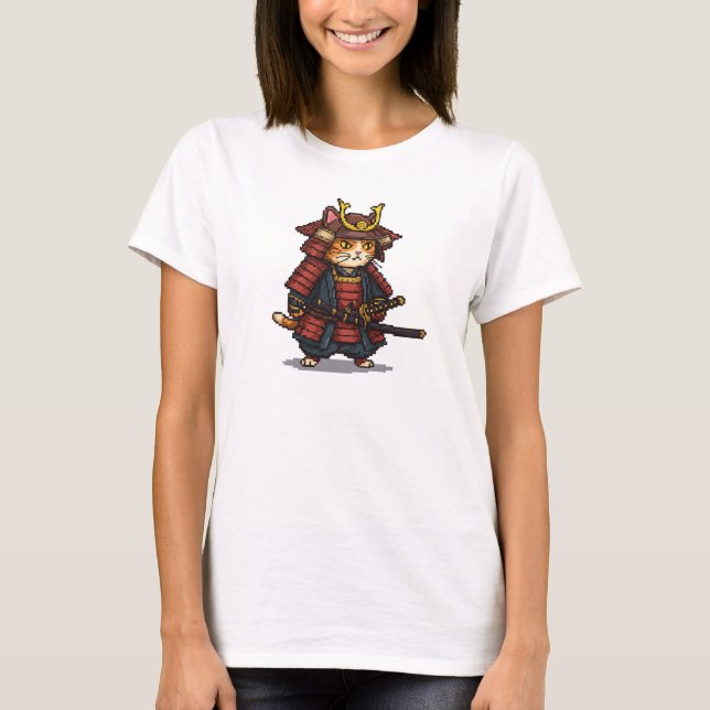 T-shirt Pixel Samurai Chat (Devant)