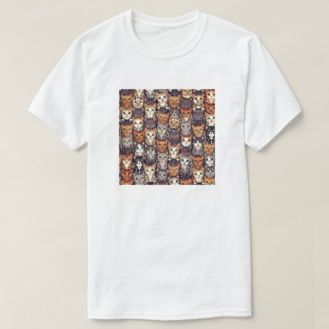 T-shirt Pixelated Digital Colorful Cats (Design devant)