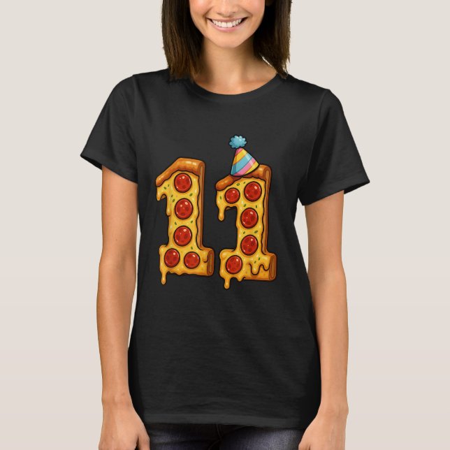 T-shirt Pizza 11e anniversaire 11 ans Vieux Casquette de p (Devant)