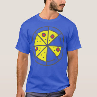 T-shirt Pizza 6 Tranches Fromage Pepperoni Funny Géométriq