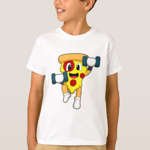 T-shirt Pizza à Fitness avec Dumbbells