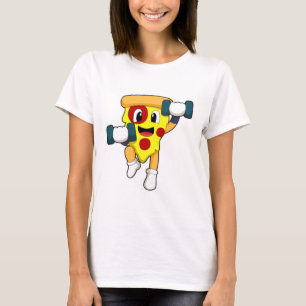 T-shirt Pizza à Fitness avec Dumbbells