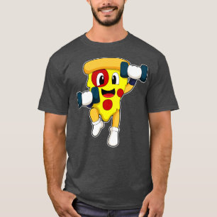 T-shirt Pizza à la forme avec haltères