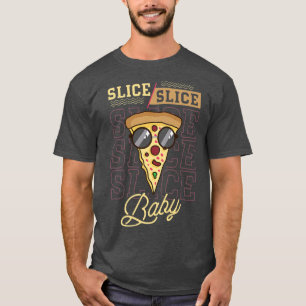 T-shirt Pizza Avec Croûte Au Fromage Et Trancher Pour Tran