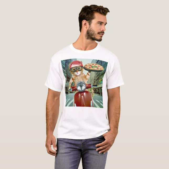 T-shirt Pizza cat - chat - livraison de pizza (Devant entier)