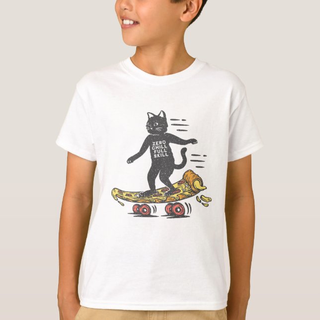 T-shirt Pizza Cat Skateboard (Devant)