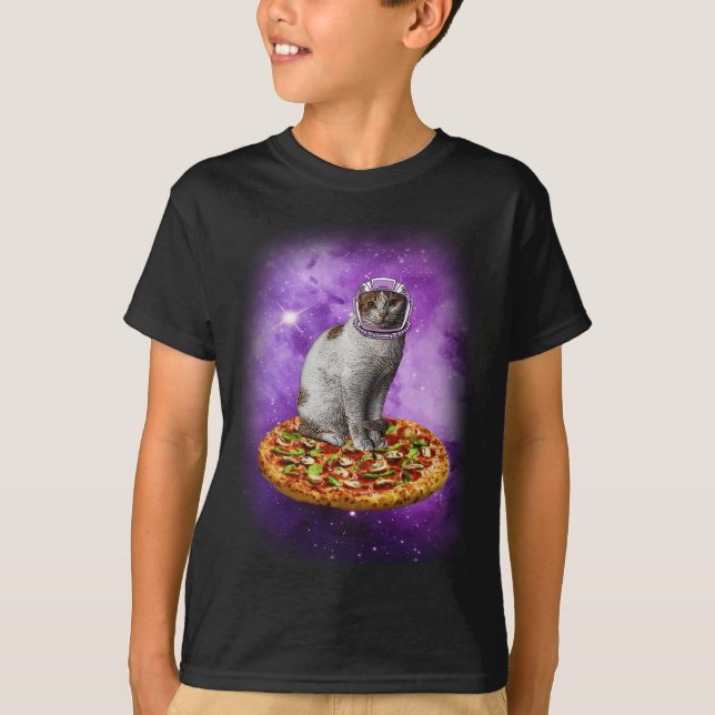 T-shirt Pizza Chats Dans L'Espace - Astral Design Cosmique (Devant)