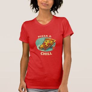 T-shirt Pizza & Chill Drôle de Bande Dessinée Rétr