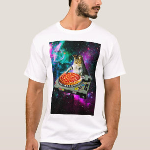 T-shirt Pizza de chat du DJ de l'espace