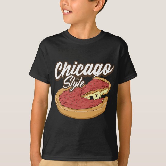 T-shirt Pizza De Style Chicago Pizza Plat Profond Pizza Cr (Devant)