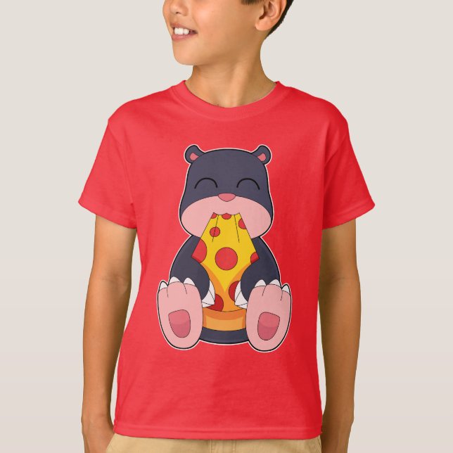 T-shirt Pizza de taupe (Devant)