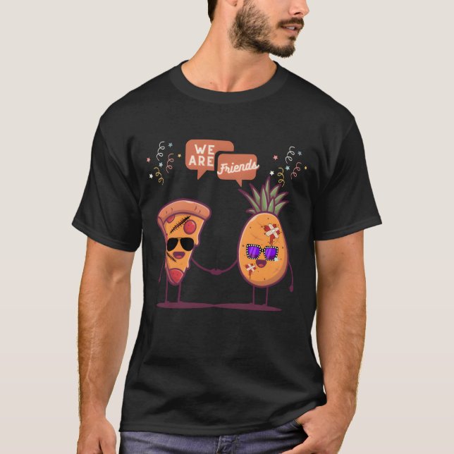 T-shirt Pizza et ananas sont amis drôle design vinta (Devant)