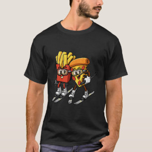 T-shirt Pizza Frites de Français Ski Drôle Skieur Nourritu