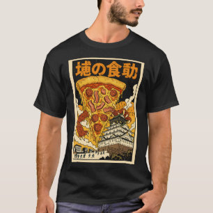 T-shirt Pizza Kaiju Japonais Rétro Château d'Osaka 