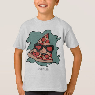 T-shirt Pizza minimaliste avec lunettes de soleil   Cool