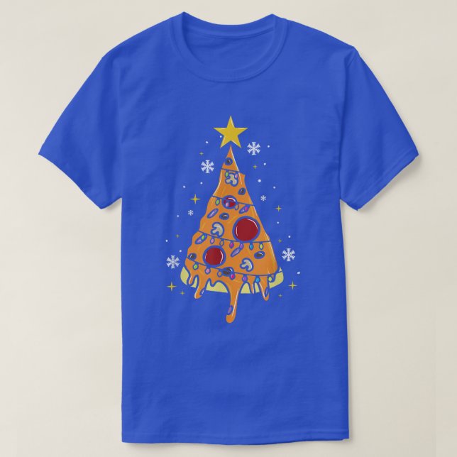 T-shirt Pizza Noël Arbre Lumières Noël3094 (Design devant)
